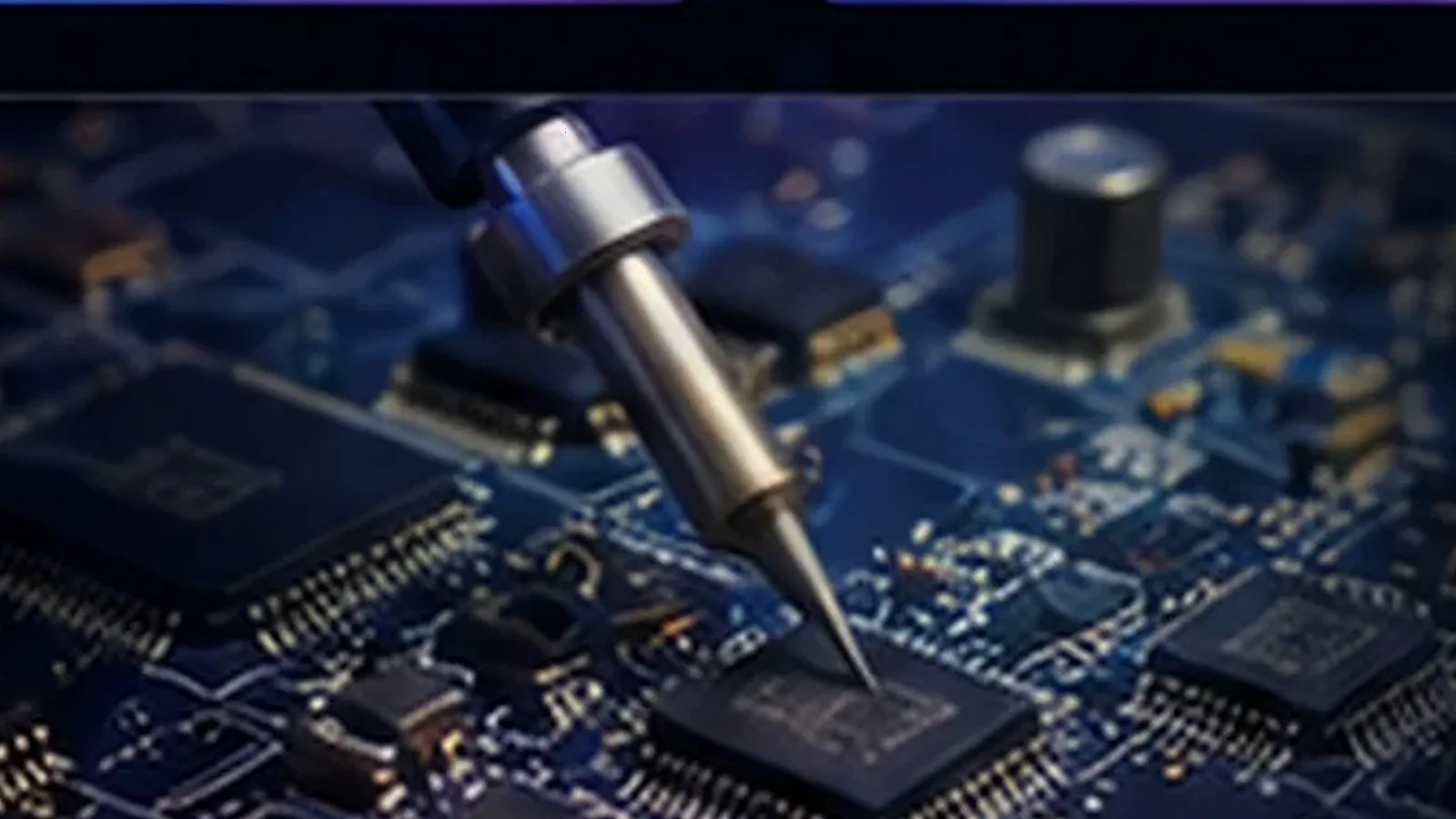 Close-up board-level electronics repair and microsoldering on a circuit board in Bellevue