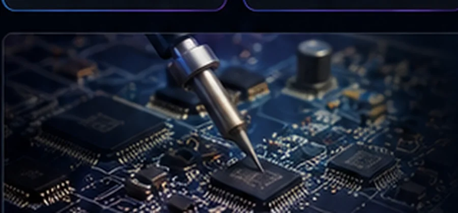 Close-up board-level electronics repair